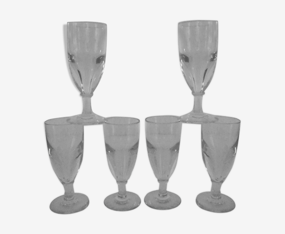 6 verres absinthe verre épais soufflé bullé