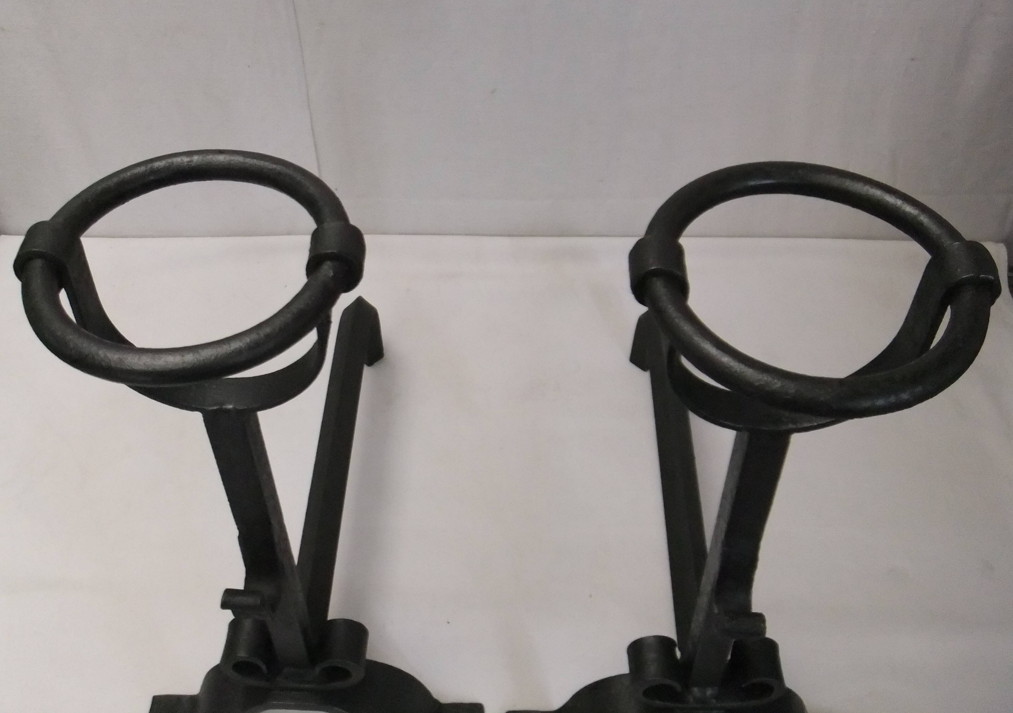 Old cast iron bowl Landier firewood fireplace accessory