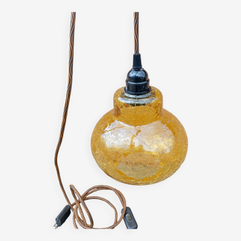 Vintage amber globe hanging lamp