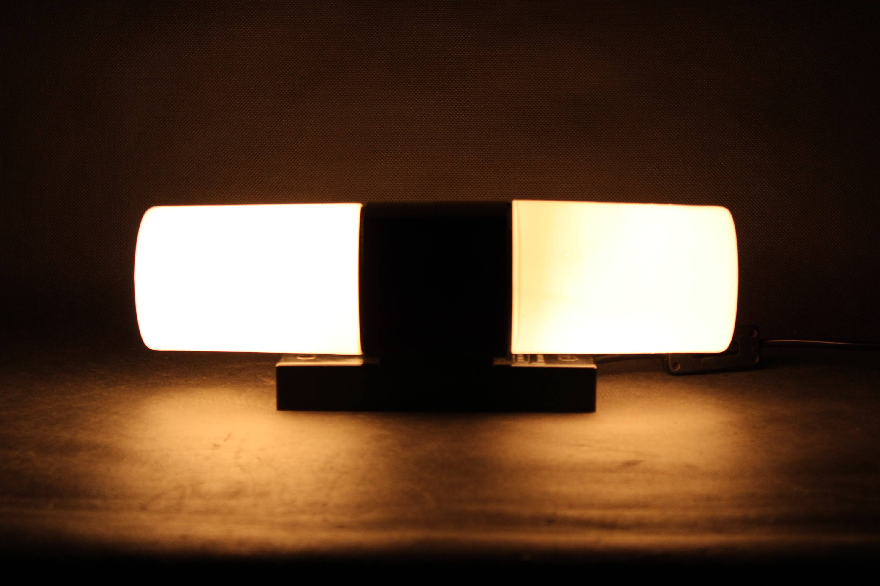 Mid-century Czech wall light in bakelite and glass, 1960s