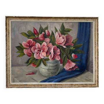 Large still life with pink flowers