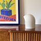 Organic white ceramic table lamp, Italy 1970