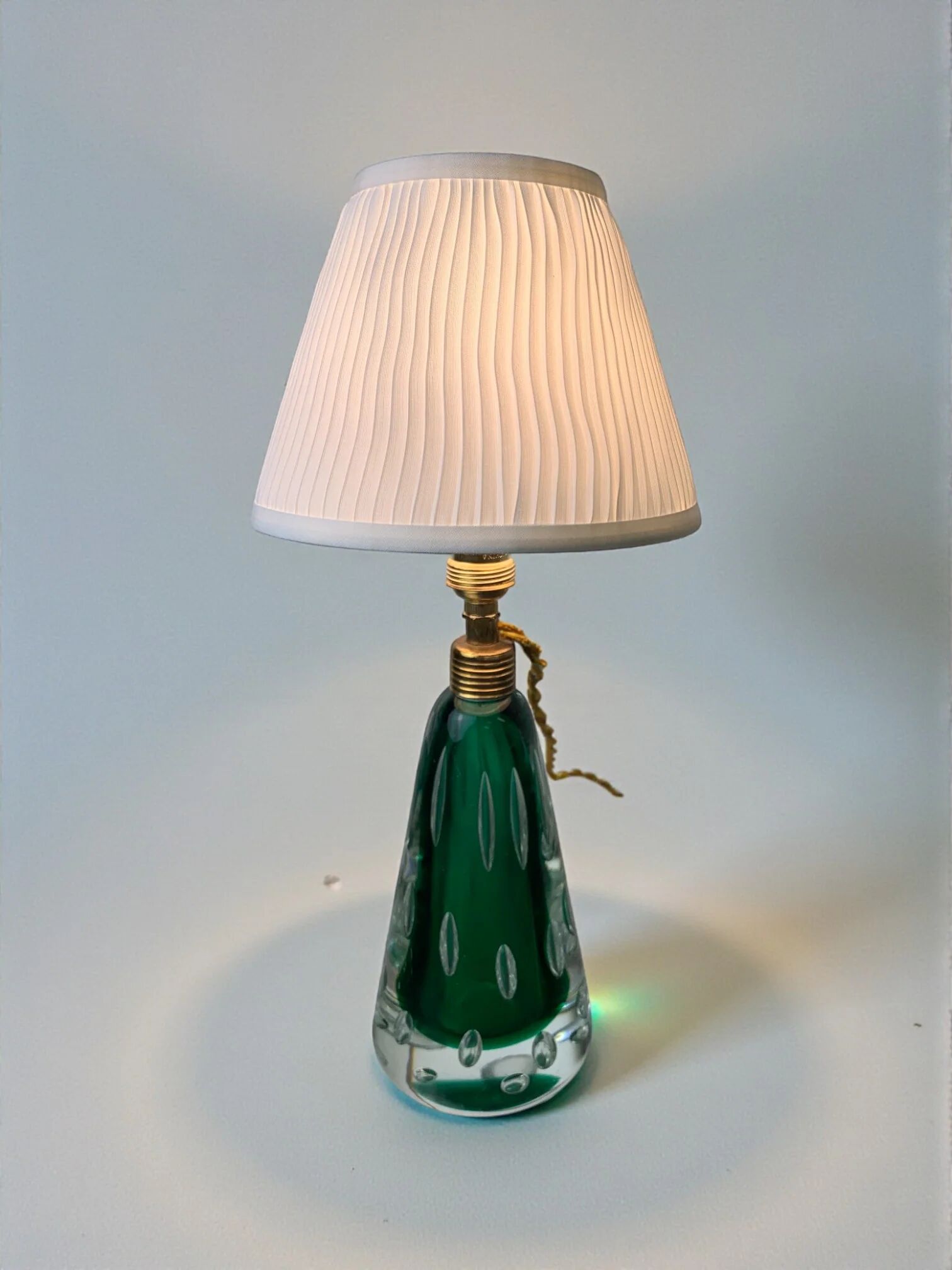 Midcentury Pietro Toso table lamp, green and bubble Sommerso Murano, Italy