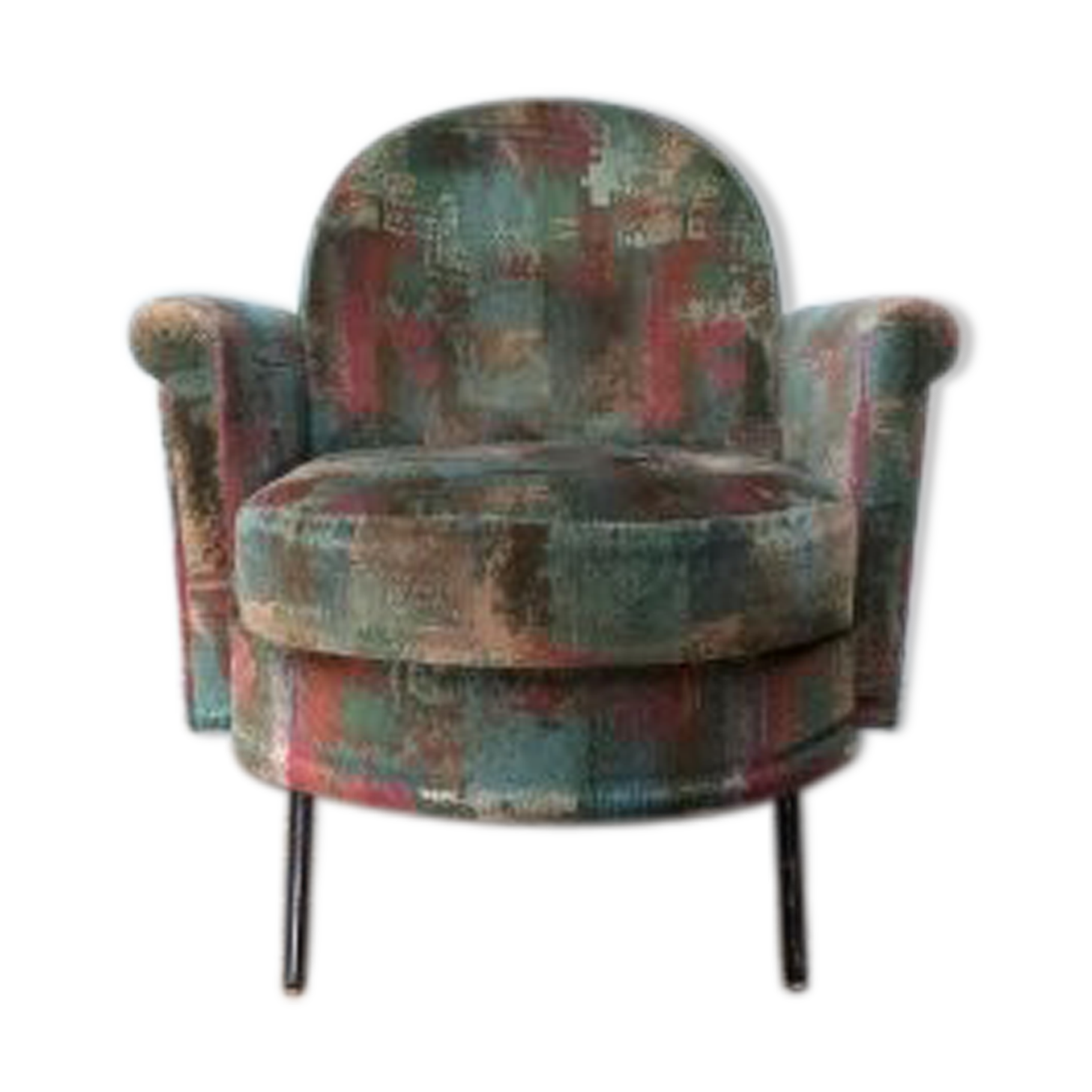 Fauteuil 50's en velours tapissier