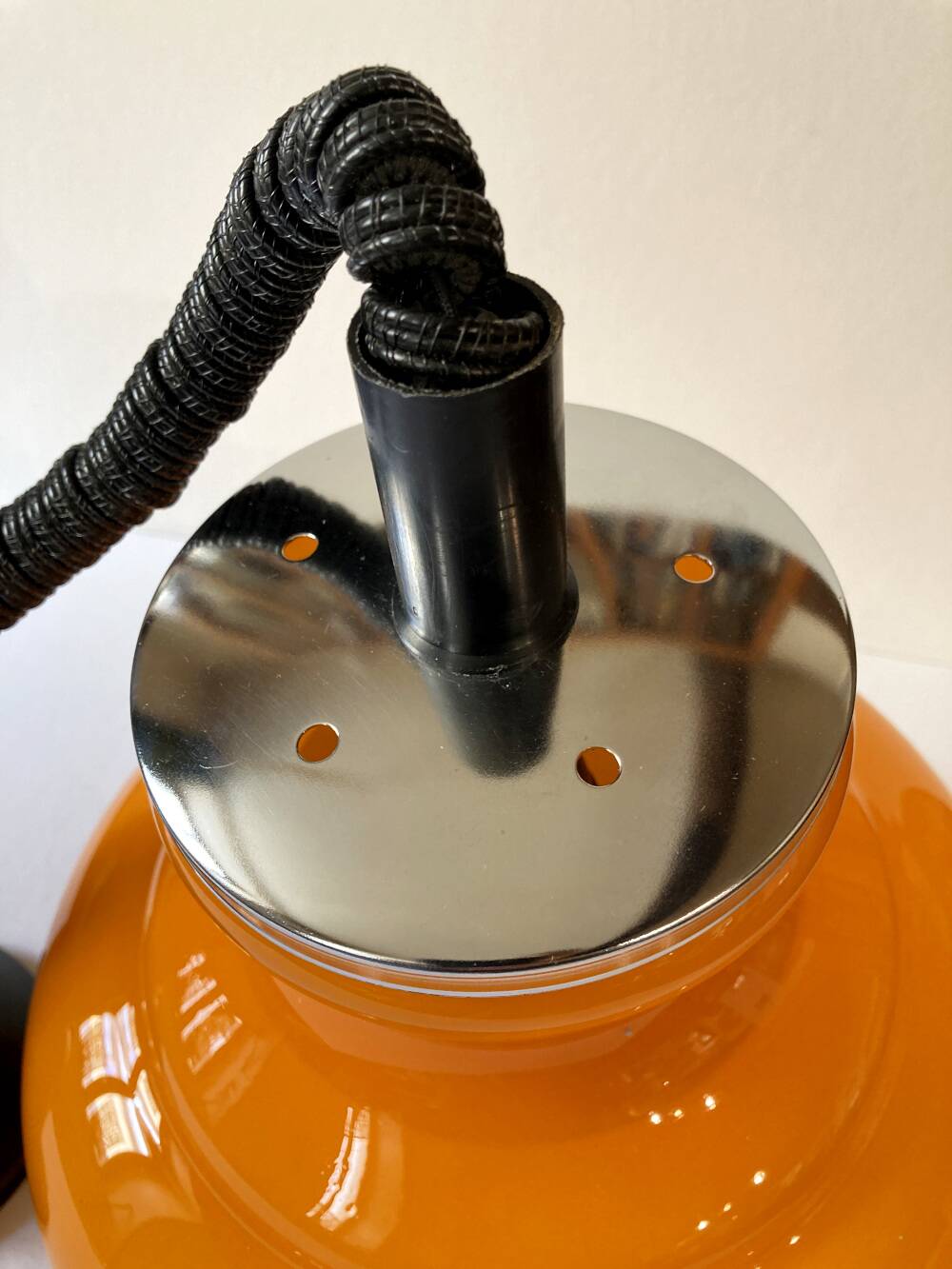 Vintage orange opaline glass pendant light