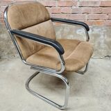 Vintage tubular ribbed office armchair