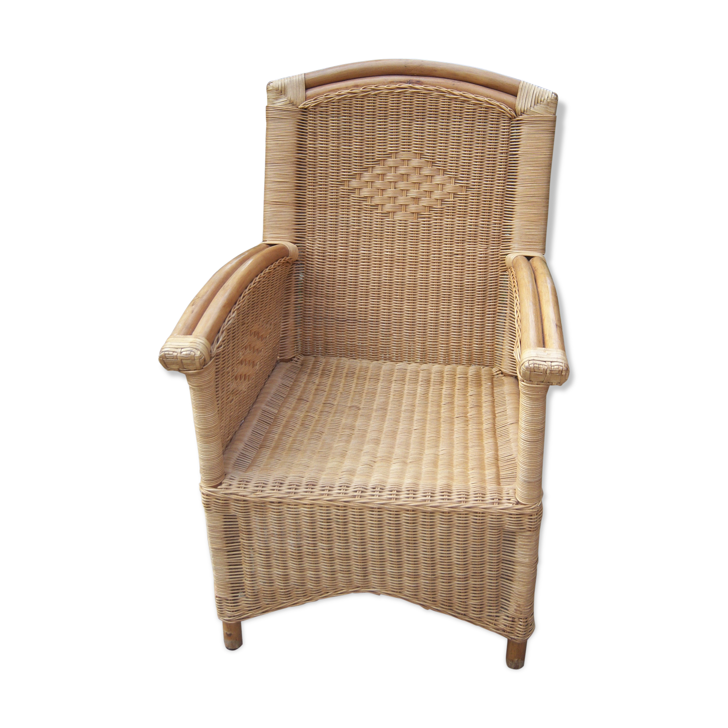 Wicker and bamboo armchair