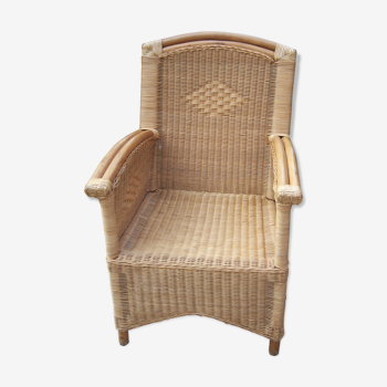 Wicker and bamboo armchair