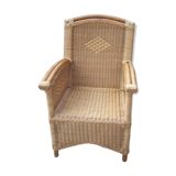 Wicker and bamboo armchair