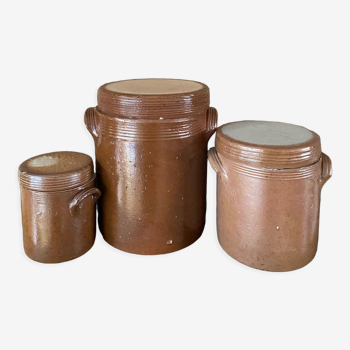 Set of stoneware conservation pots