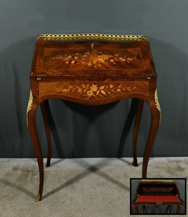 Small Rosewood Lady's Desk, Louis XV Style – Part 2 of the 19th Century