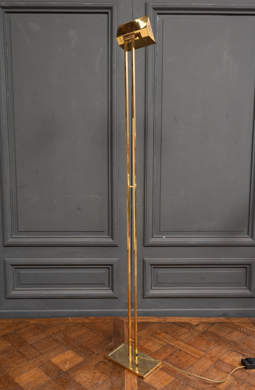 Halogen gilded metal floor lamp 1980 modernist