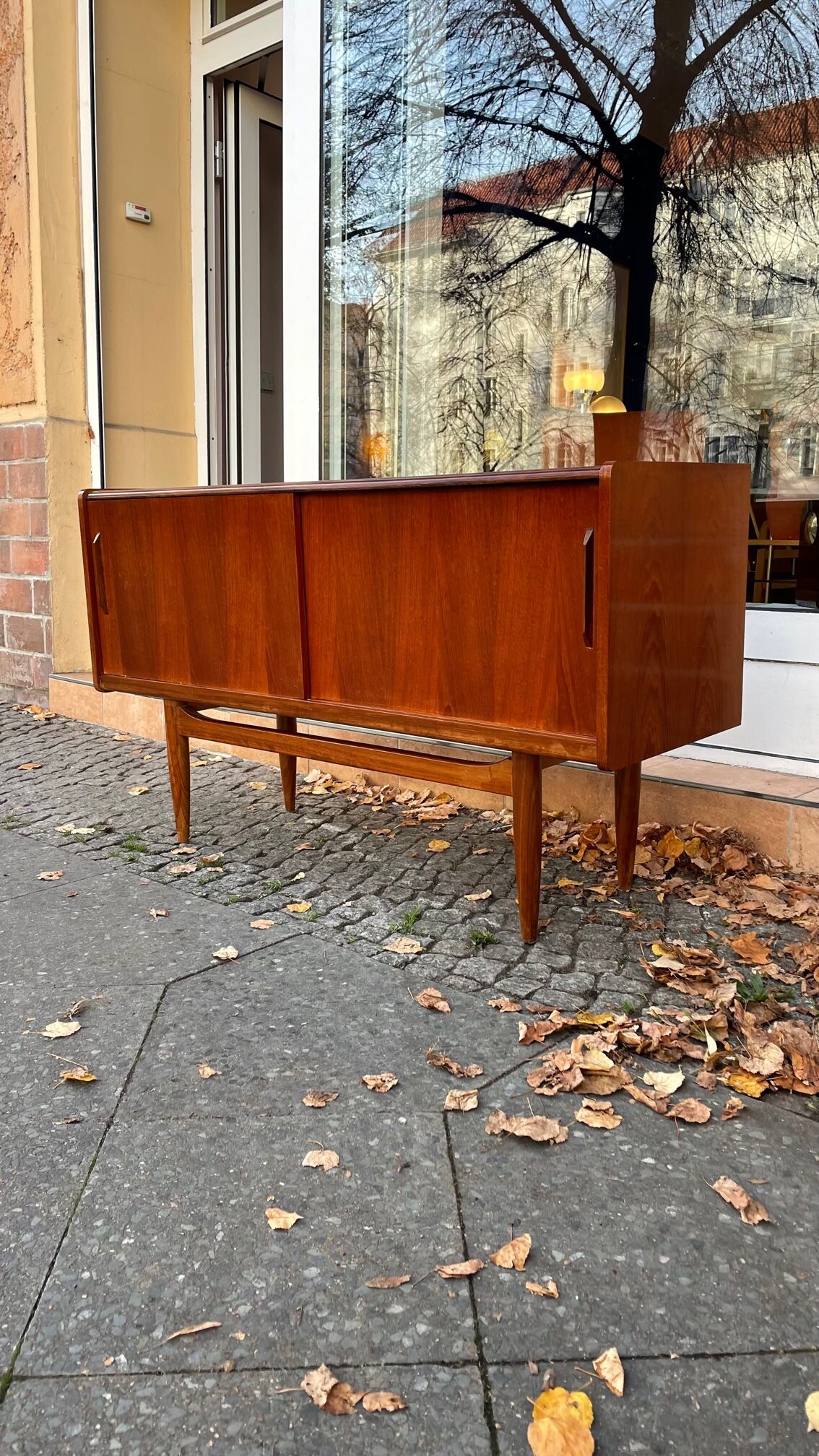 Sideboard two sliding teak doors 60s