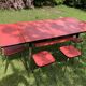 Formica table with 2 chairs and 2 stools