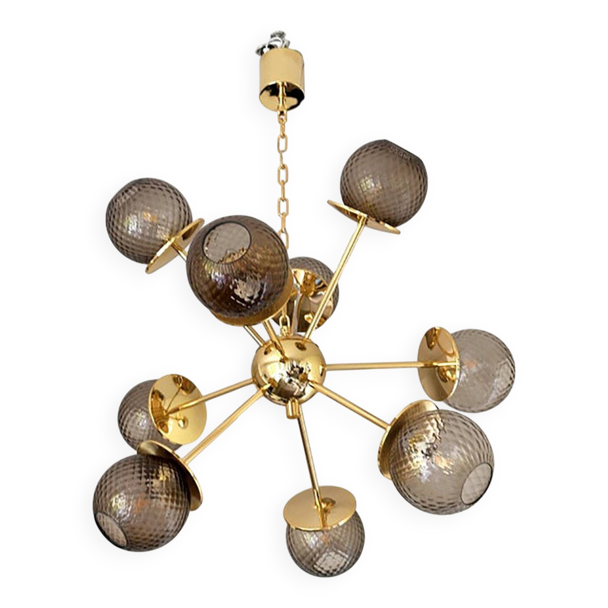 Contemporary Italian Gold Chandelier Sputnik in Style Murano Glass Smoked "