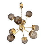 Contemporary Italian Gold Chandelier Sputnik in Style Murano Glass Smoked"