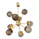 Contemporary Italian Gold Chandelier Sputnik in Style Murano Glass Smoked"