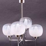 Vintage chandelier in chrome metal and glass