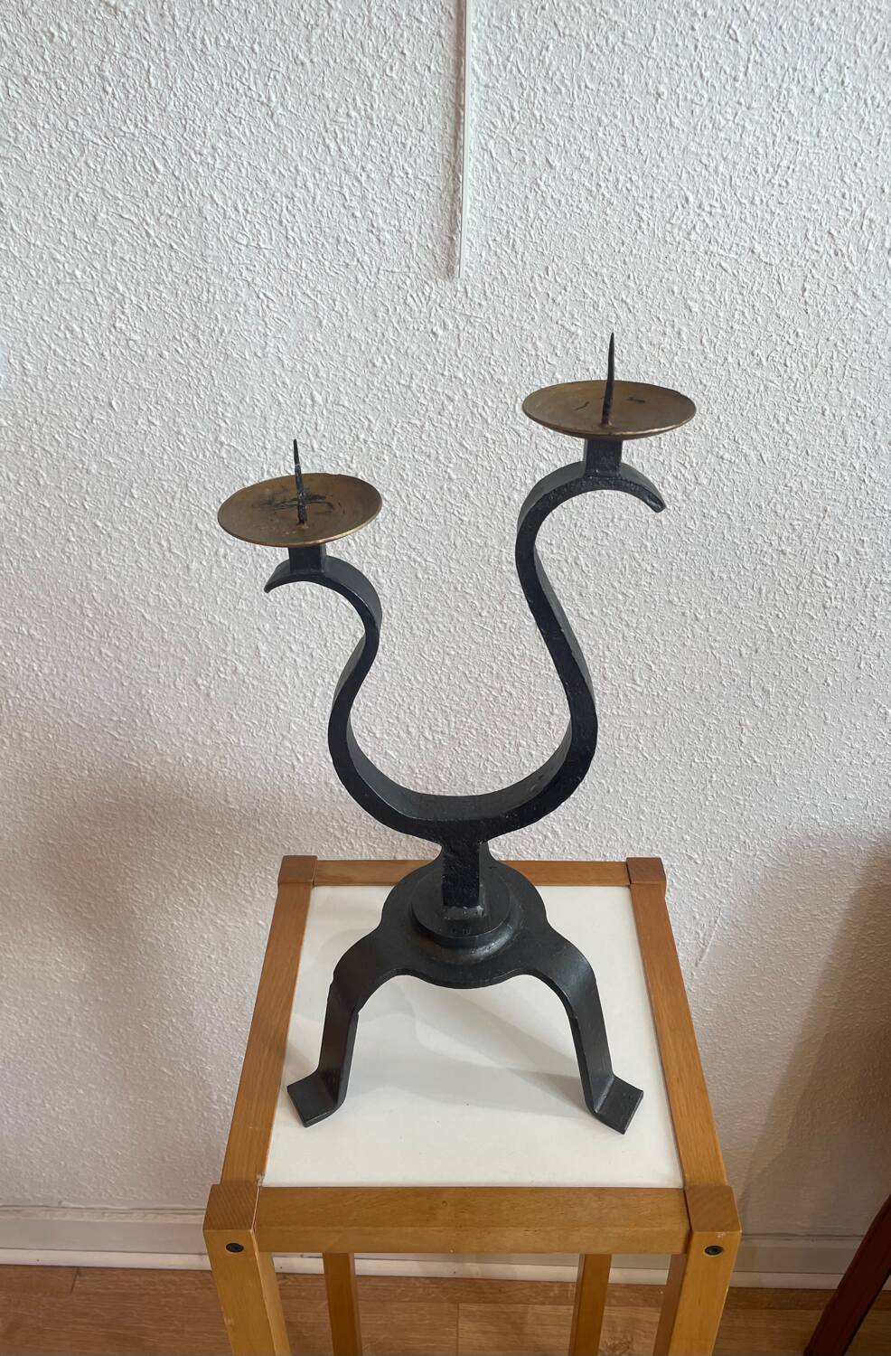 Wrought iron candle holder circa 1950, two sconces