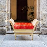 Sgabelli Art Deco in wood, ottone and pelle, Italia, anni '30, set of 2