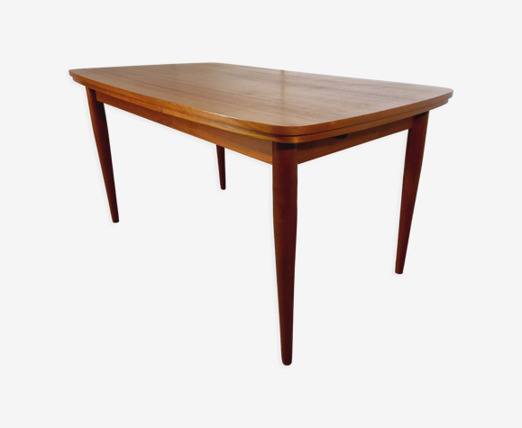 Vintage Scandinavian table 50s 60s teak with integrated extensions