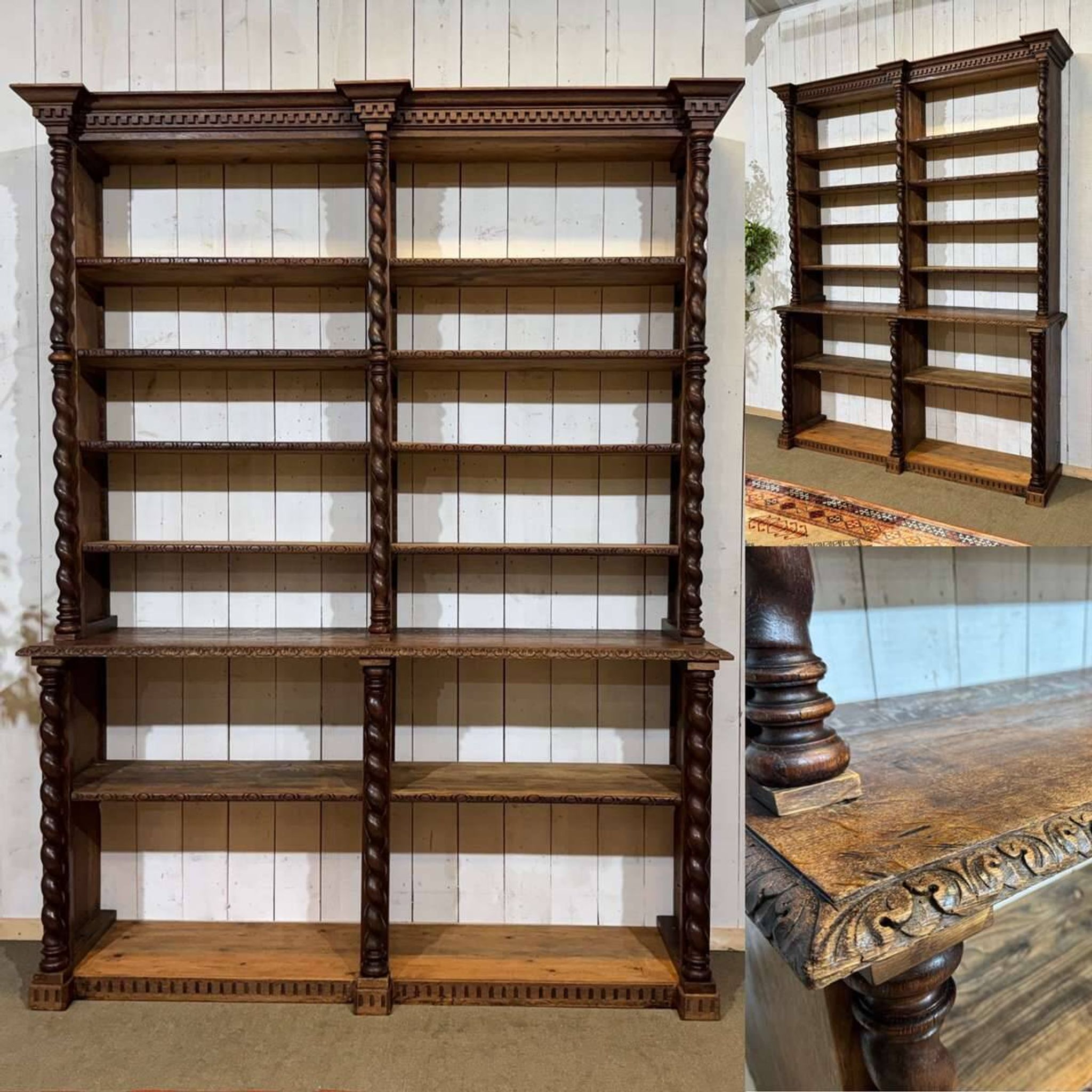 Bibliothèque de boiserie en chêne et sapin début XXème