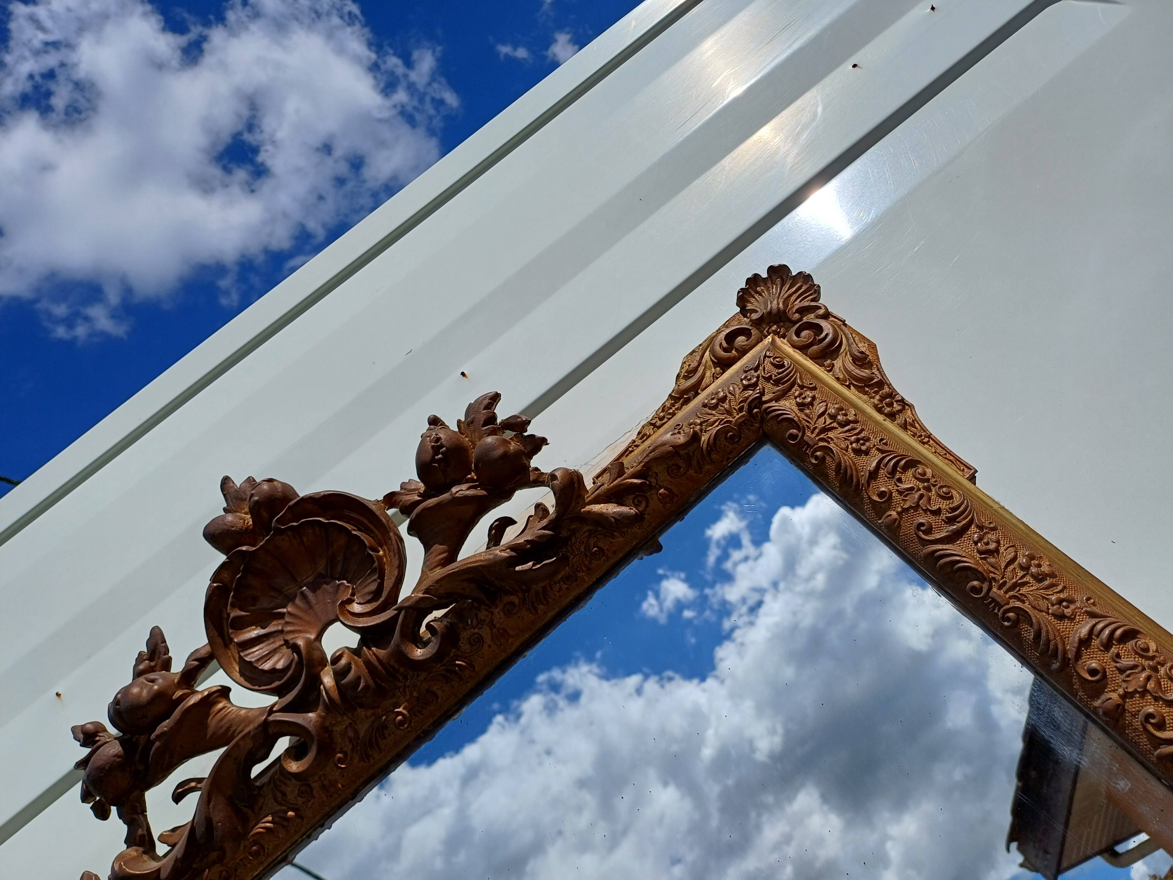 Miroir de Cheminée 19 éme en Bois et Stuk Doré