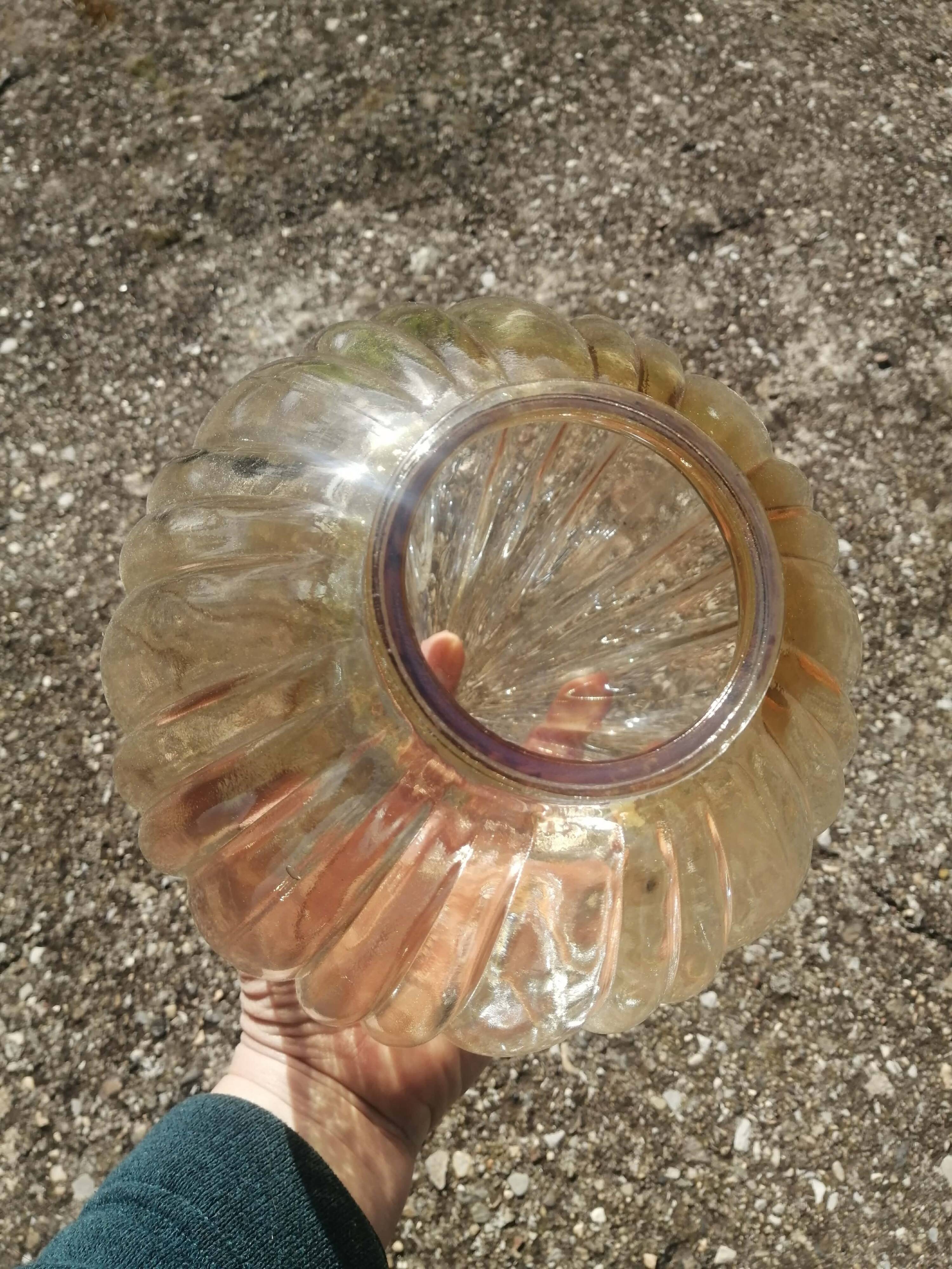 Antique amber glass globe for lighting, lamp, pendant, vintage portable light.