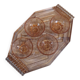 Rosaline service in pink glass with a diamond tray and four bowls