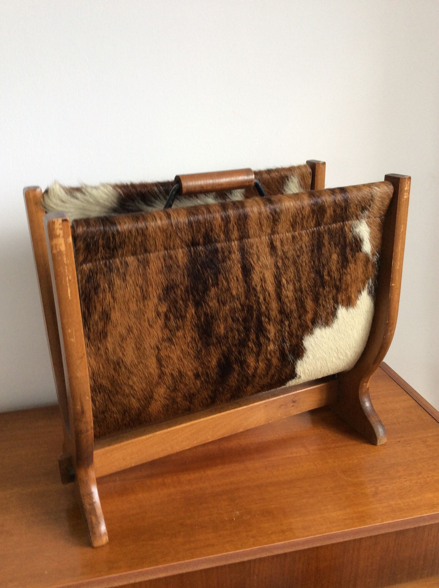 Review door from the 50s and 60s in wood and cowhide