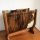 Review door from the 50s and 60s in wood and cowhide