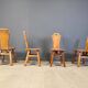 Vintage oak brutalist chairs, 1970s set of 4