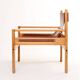 1960s armchair tan saddle leather pine wood swedish