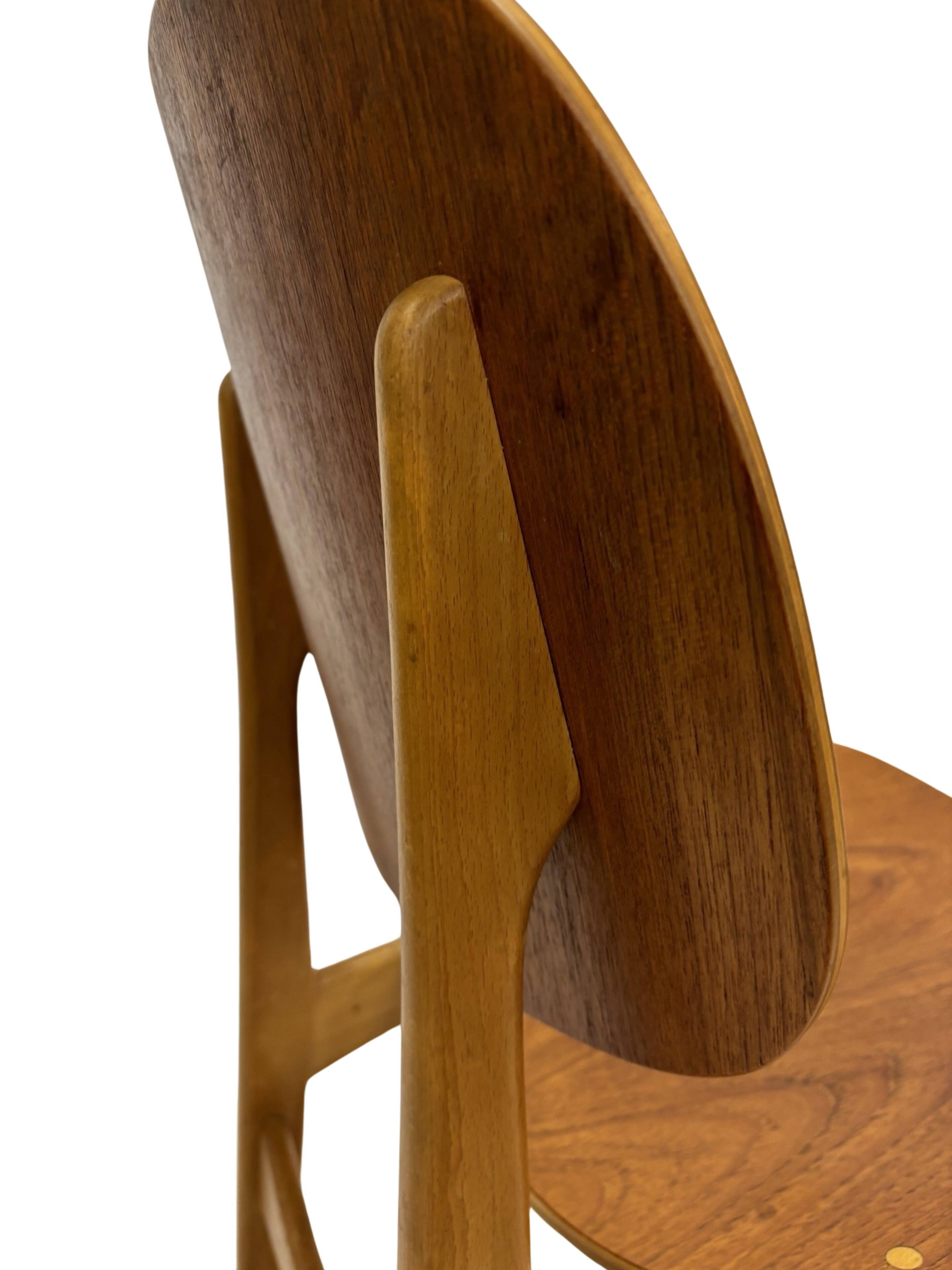 Vintage dining room chair Scandinavian 1960s plywood and teak design