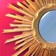 Mirror sun old gilded wood, 67 cm, middle XXth