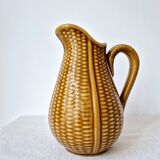 Ceramic "corn grain" pitcher in slip - Vintage