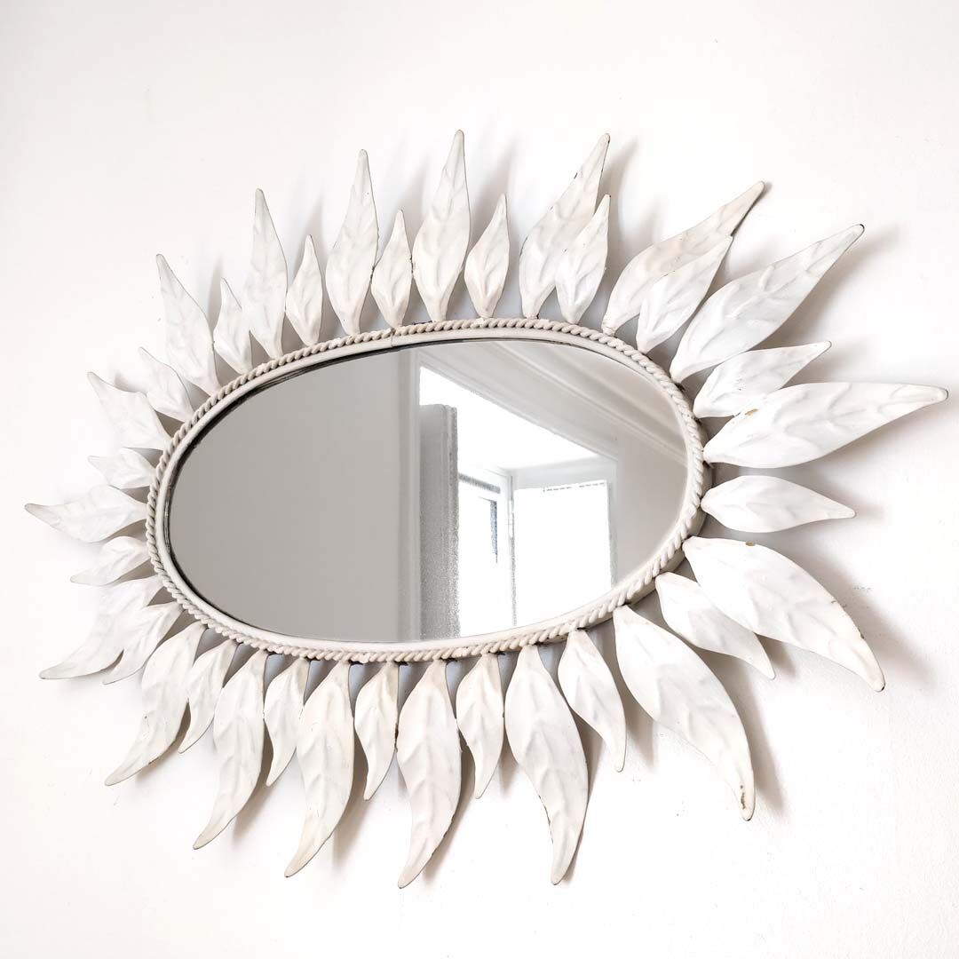 Mirror sun metal leaves 66x48cm