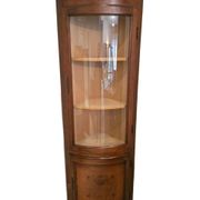 Vitrine d’encoignure ancienne en bois marqueté — Travail début XXe