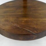 Art Deco dark wood round coffee table - mirror