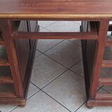Vintage mahogany double-sided desk with 18 drawers
