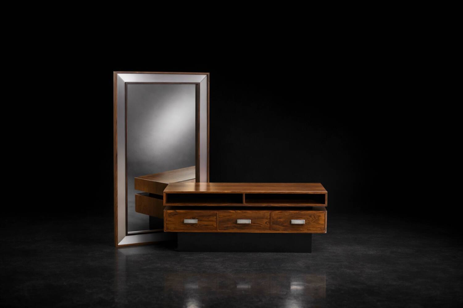 Vintage Mid-Century Scandinavian Modern Ambassador Console with Mirror