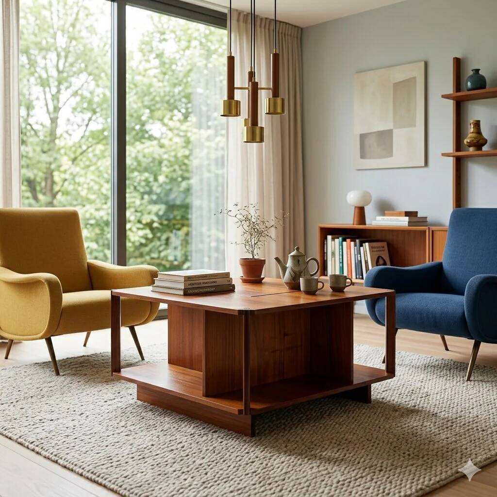 Square coffee table Arflex, vintage design by Marco Zanuso, 1960s.