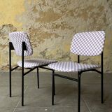 Lilac checkerboard chairs - Guermonprez style