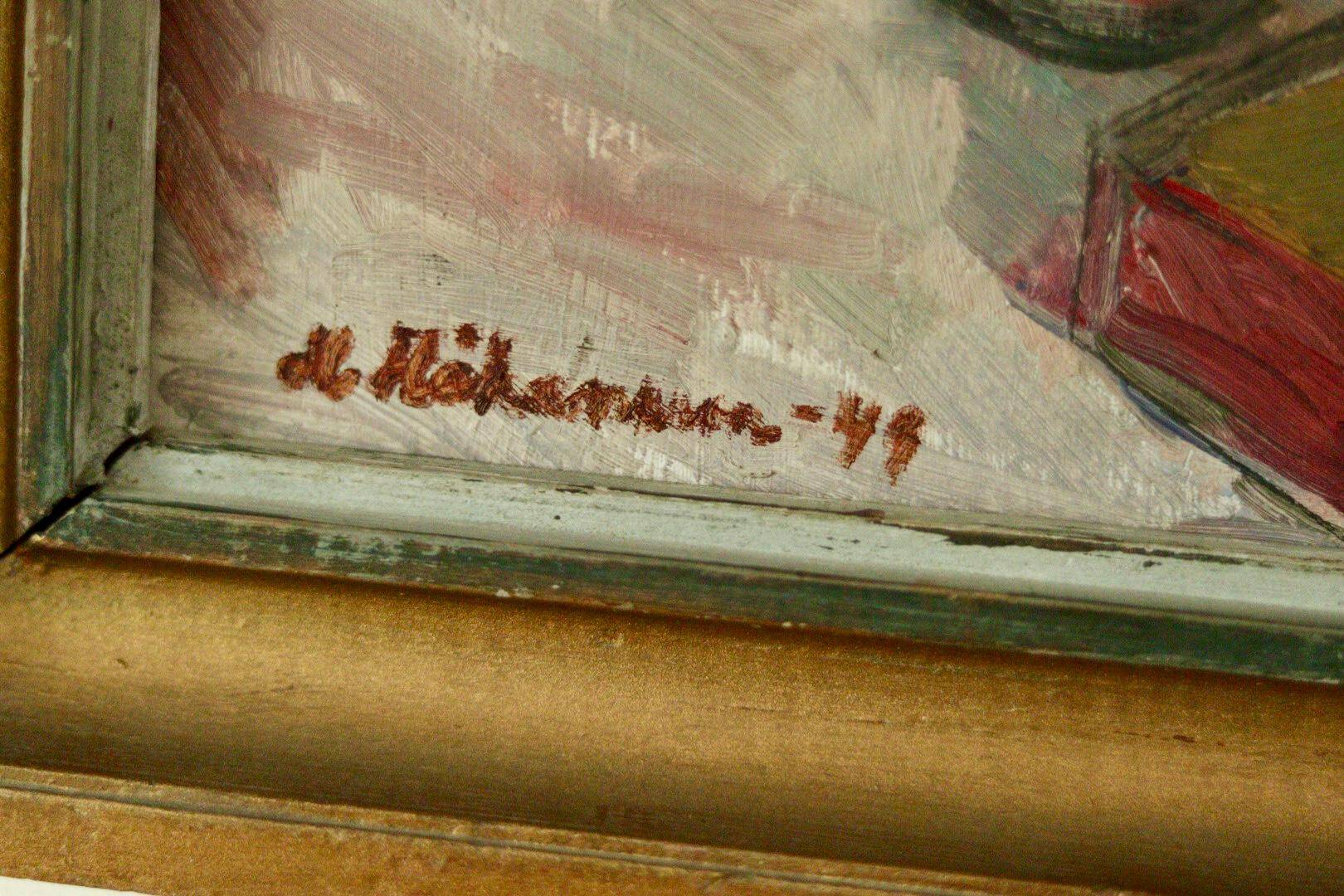 Original vintage still life – vase of flowers