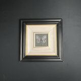 Pastel, butterfly drawing signed, 20th century frame