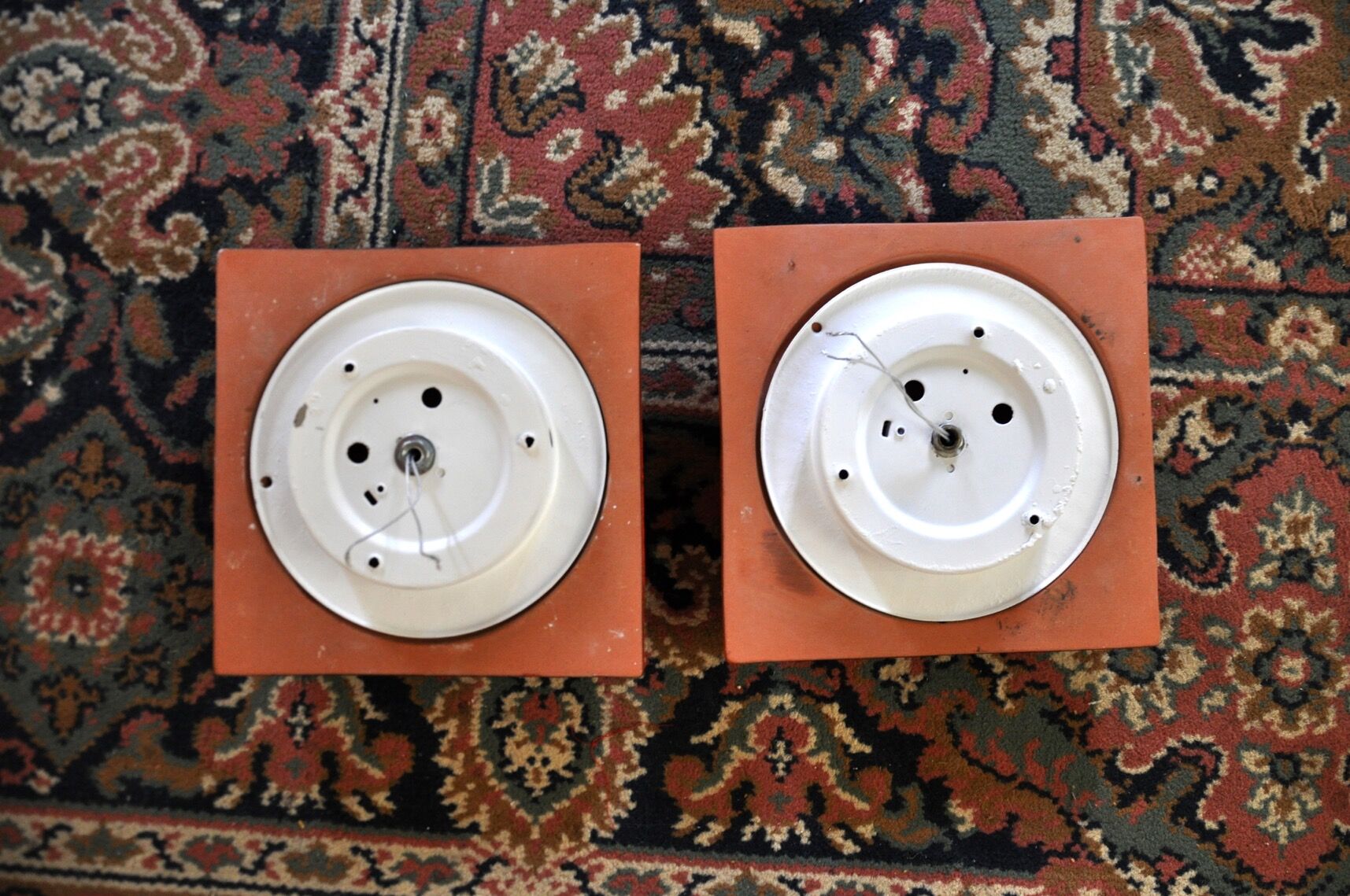 Pair of Fat Lava wall lamps by Hustadt Leuchten, Red ceramic, Germany, 1960