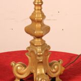 bronze candlestick from the 18th century converted into a lamp with its shade