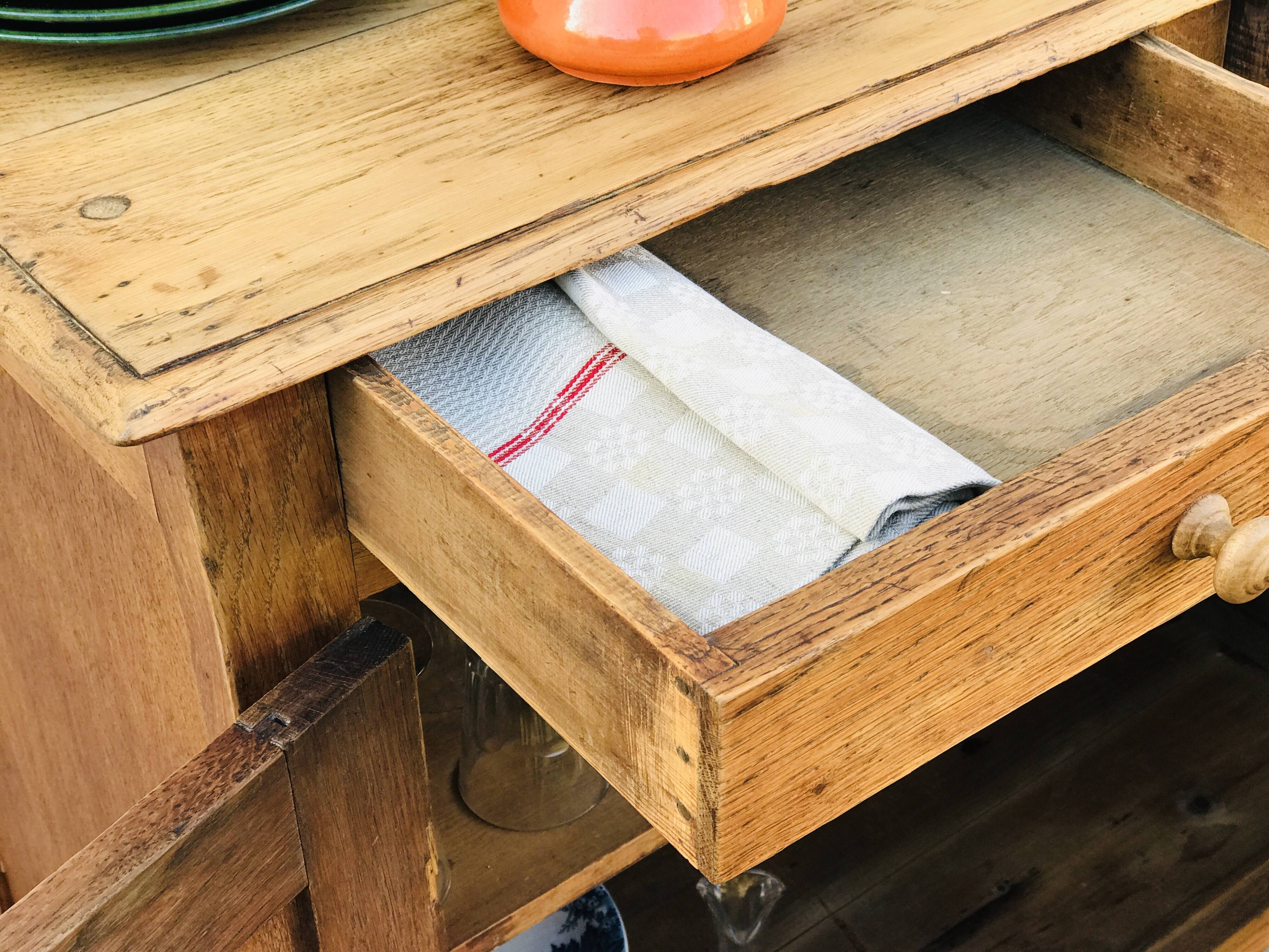 Vintage Parisian sideboard in natural oak