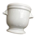 White porcelain mustard pot or sauce boat