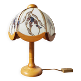 Vintage glass and wood table lamp